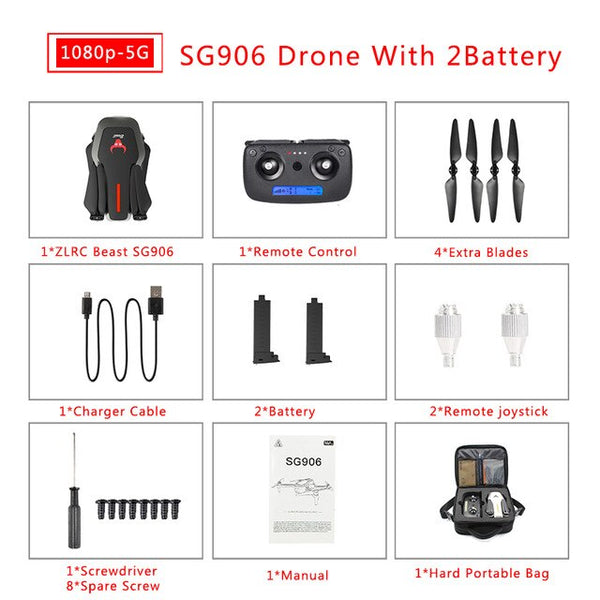 For ZLRC Beast SG906 5G Wifi GPS FPV Drone with 4K Camera  High Hold Mode with Handbag RC Quadcopter Drone RTF