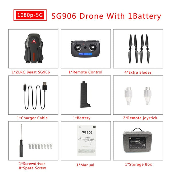 For ZLRC Beast SG906 5G Wifi GPS FPV Drone with 4K Camera  High Hold Mode with Handbag RC Quadcopter Drone RTF