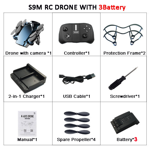 RC Quadrocopter Pocket Dron With 2mp HD Camera Foldable Drone With Gravity Sensor VS H31 S9 S9W S9HW Drone